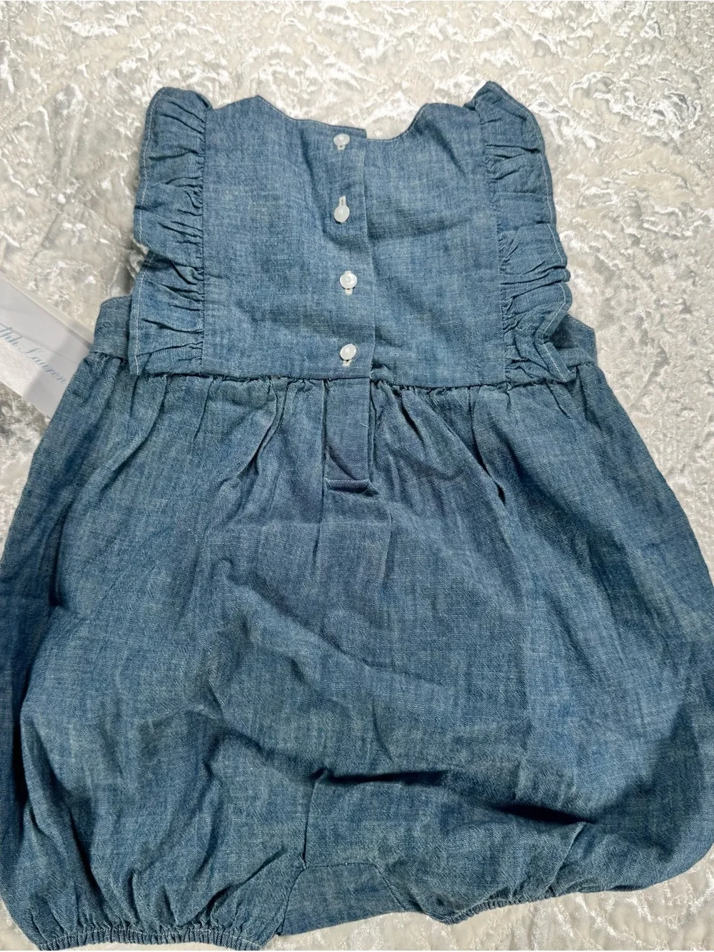 NWT Ralph Lauren Indigo Blue Baby Chambray Bubble Romper